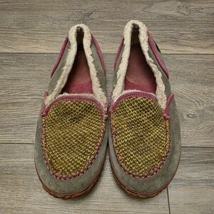 Sorel Shoes Womens 8 Sundance Shearling Slip On Moc Loafer Grey Green Suede